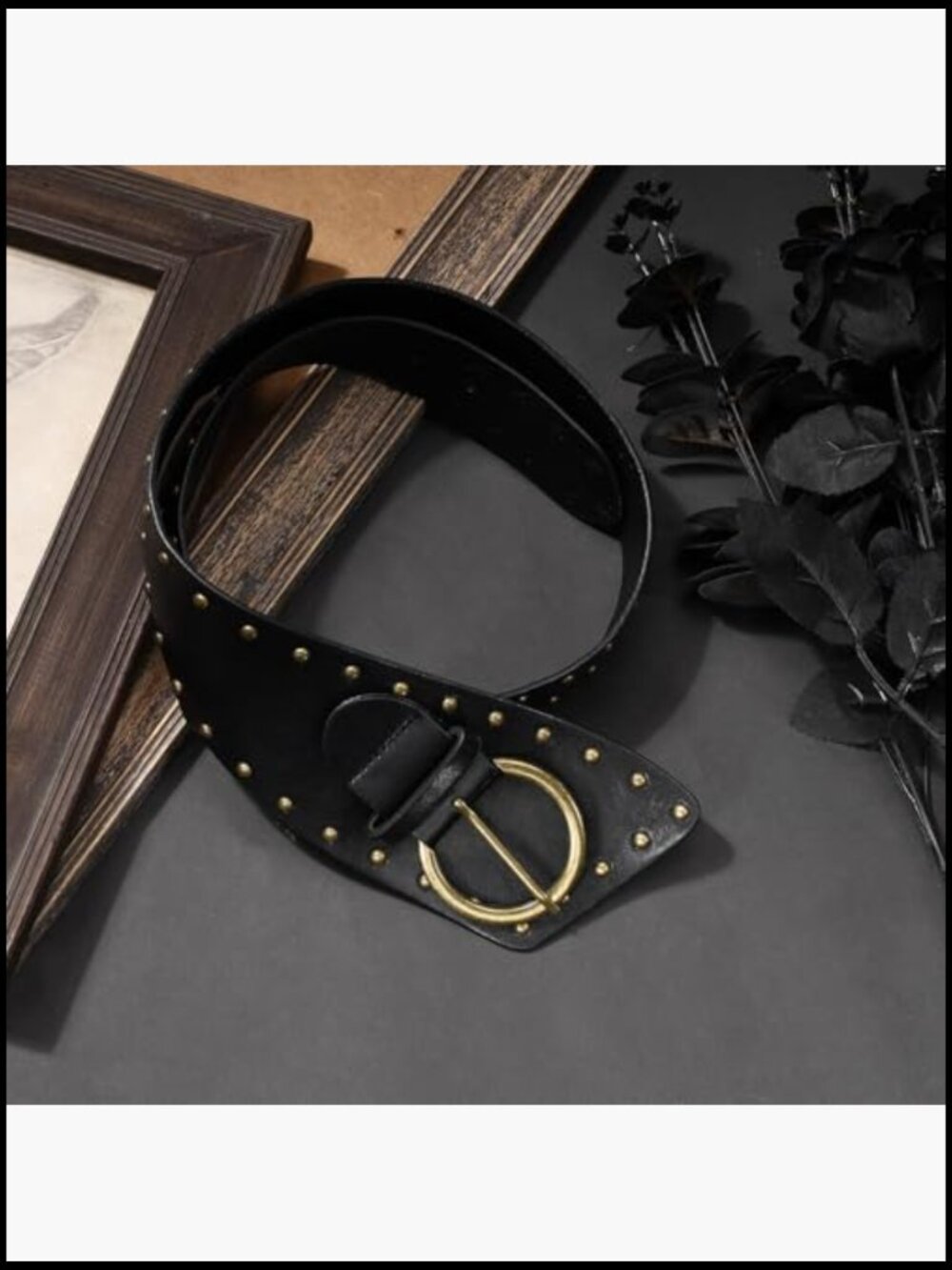 Vintage Punk Leather Waist Belt with Chunky Metal Buckle Gothic Rocker Style - Picture 6 of 6